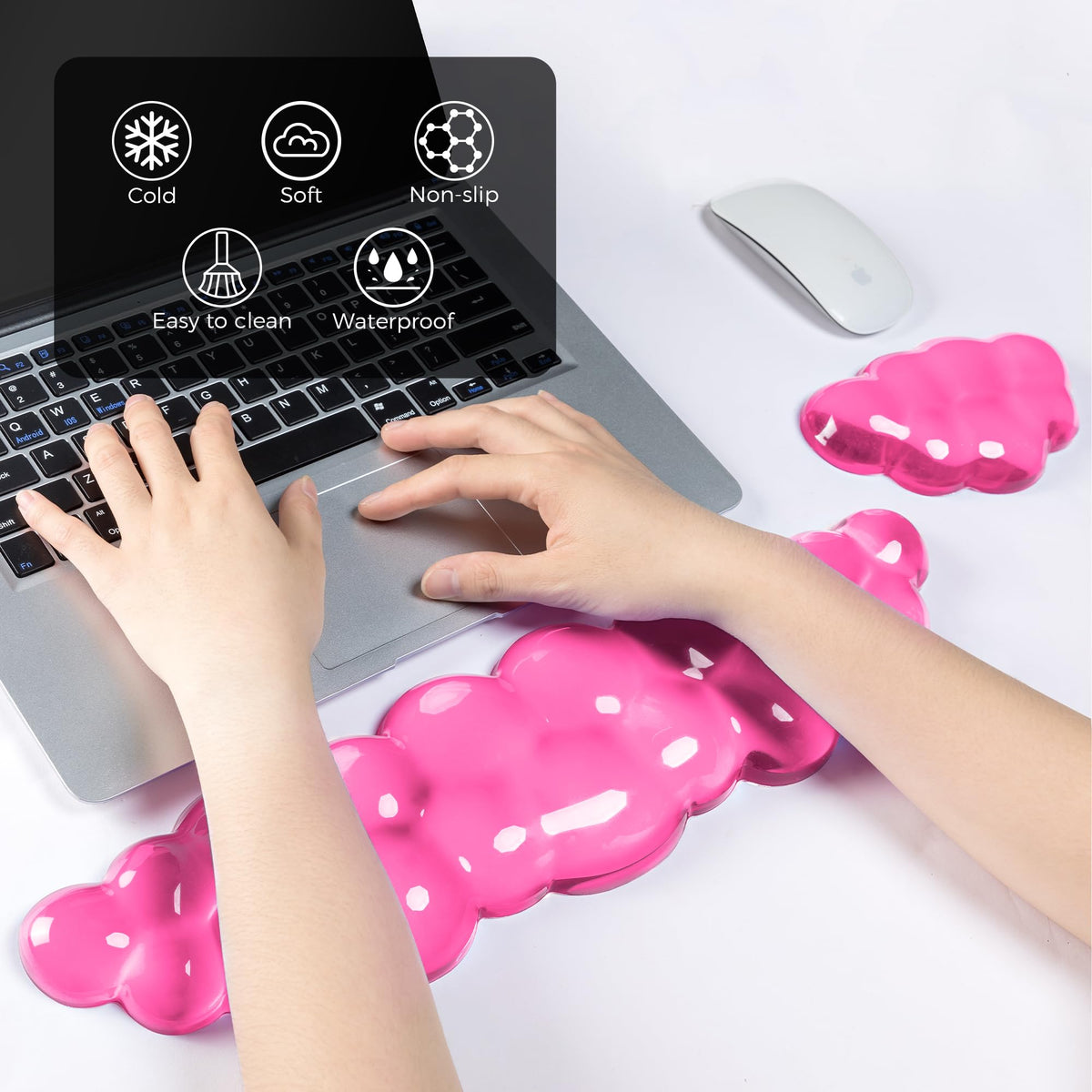 ABRONDA Gel Cloud Keyboard & Mouse Wrist Rest Set - Cloud Keyboard Wrist Rest Pad & Mouse Support