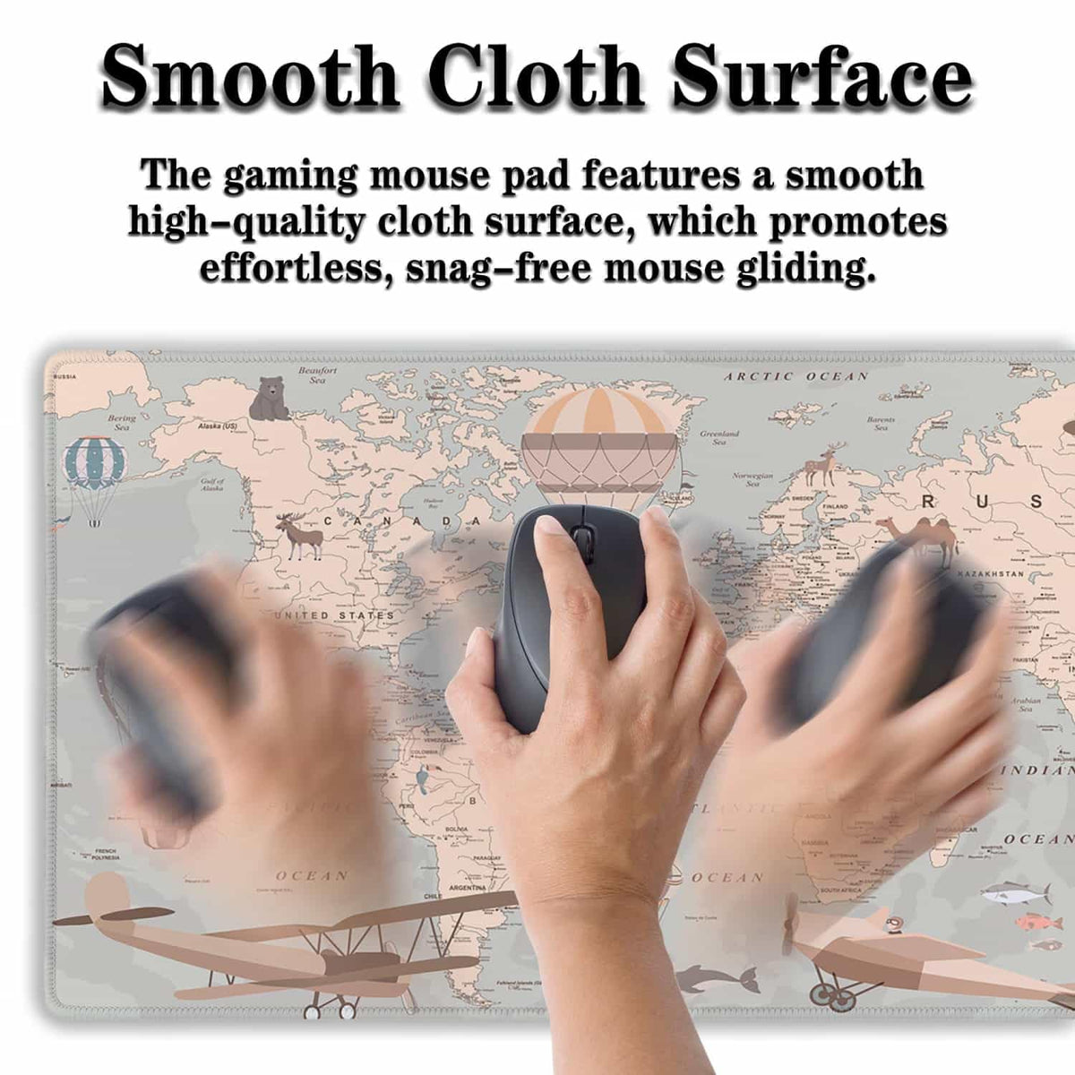 Samgula Gaming Mouse Pad Retro World Map, Large Desk Pads Computer Desk Mat, Non-Slip Rubber Base