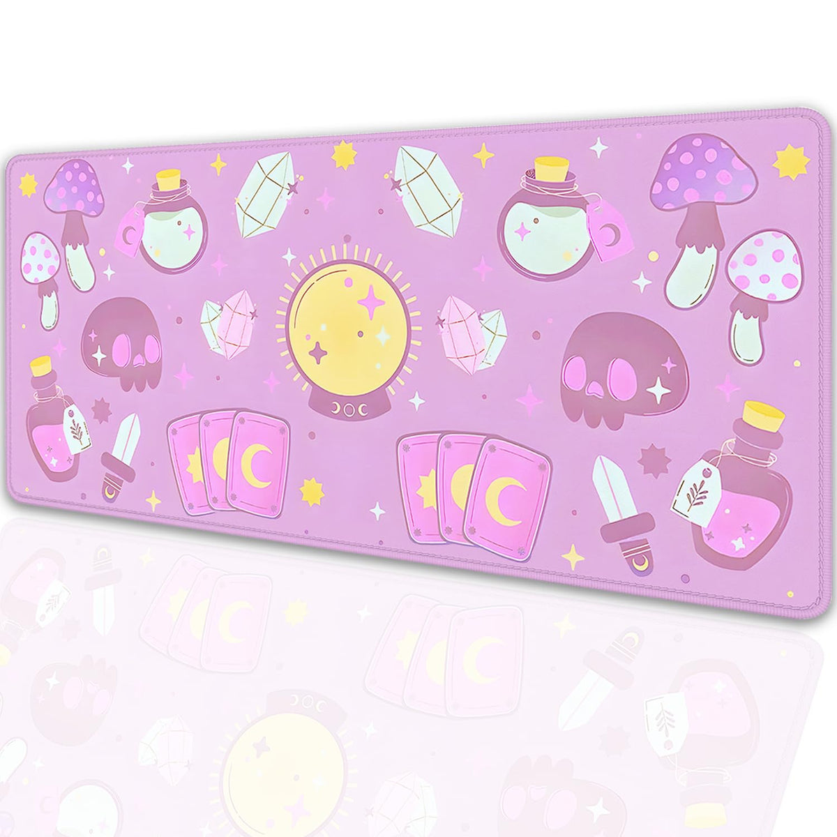 Kawaii Purple Desk Mat,Desktop Mat for Cute Witchy Elements Mouse Pad,Extended Keyboard Mousepad