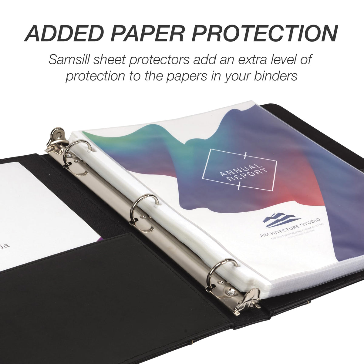 Samsill 1 Inch 3 Ring Binder, Leather, Black with Contrast Stitching, 8.5X 11 Inch, 3 Rings