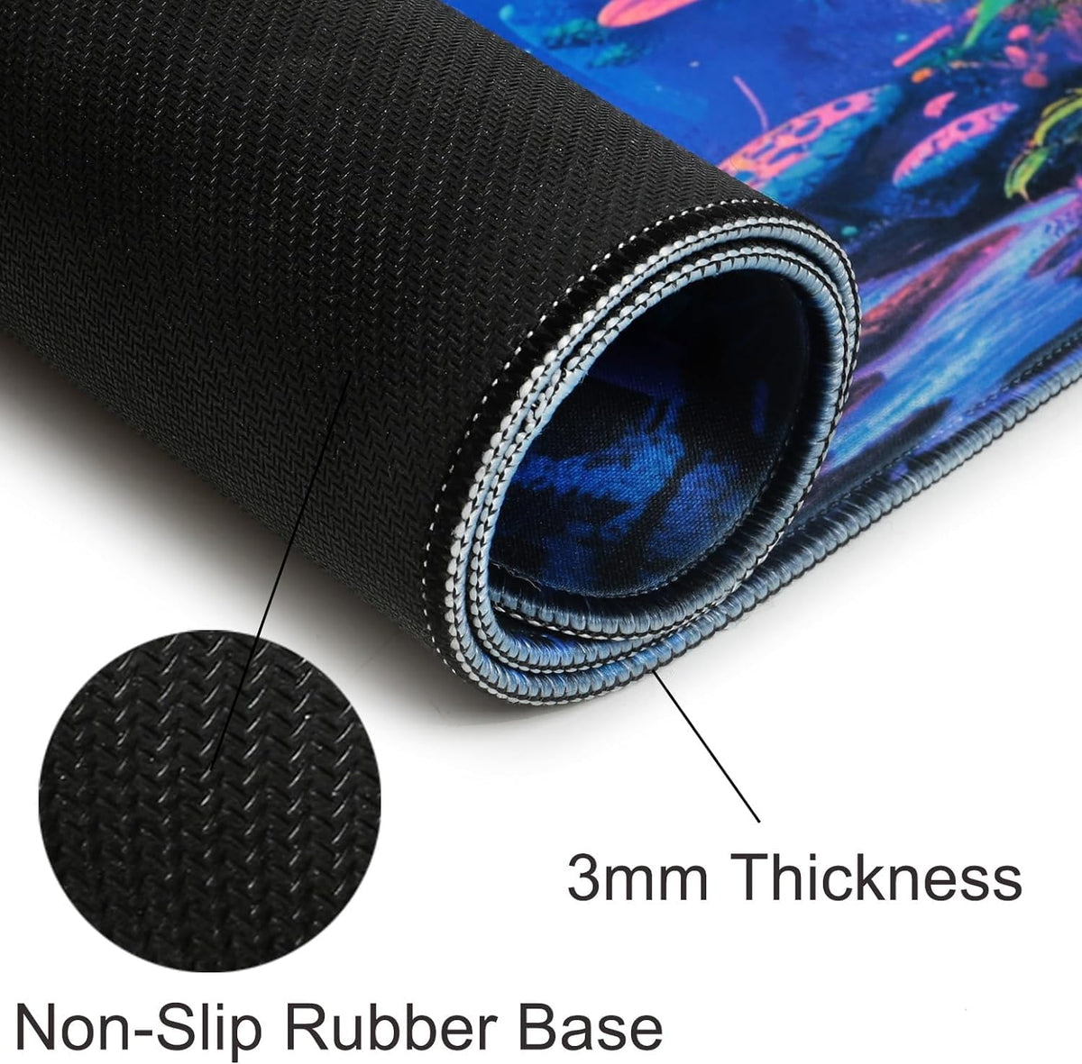 Simpkeely Fantasy Mushroom Mouse Pad, Blacklight Gaming Forest Waterproof Extended Large Desk Pad