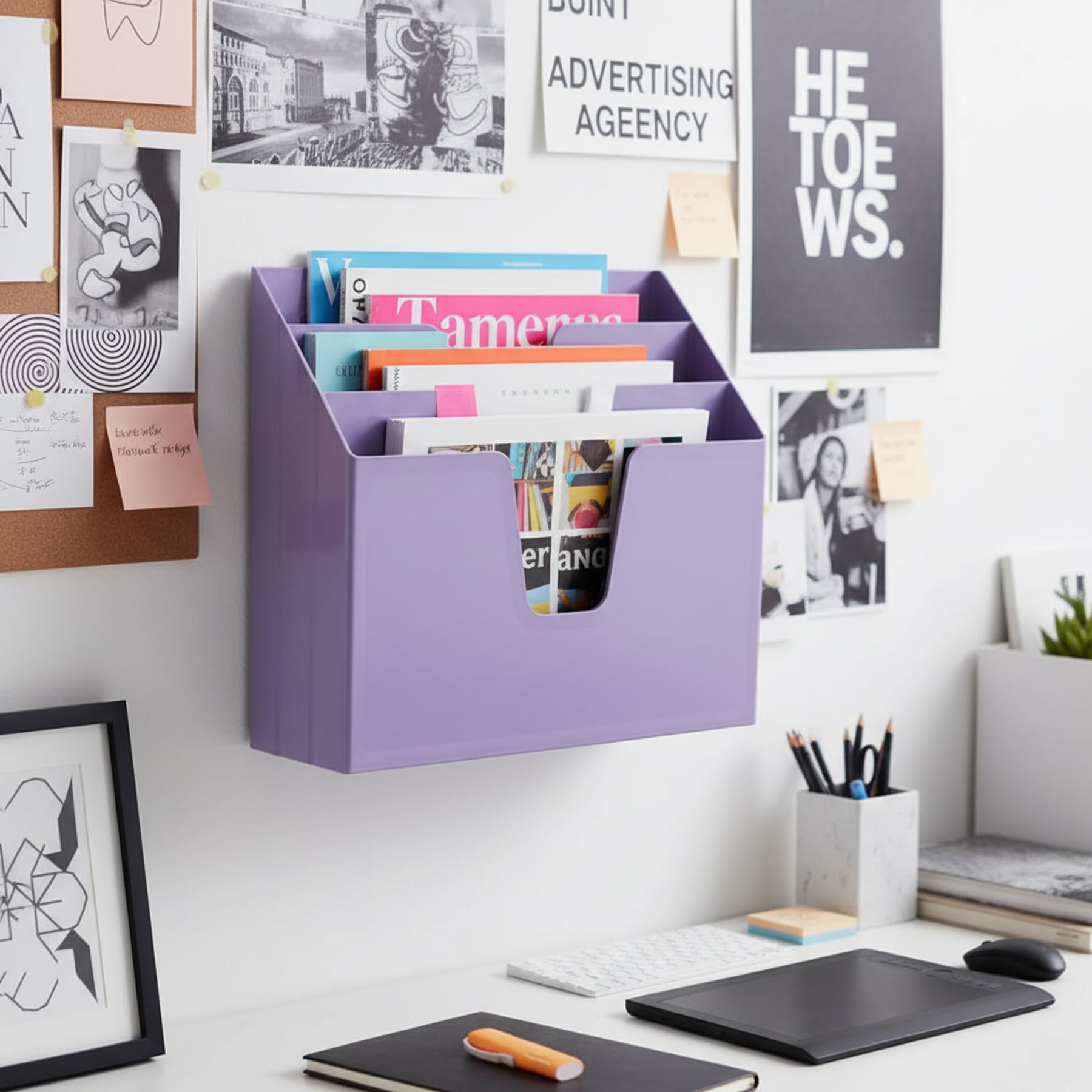 Acrimet Horizontal Triple File Folder Organizer Sorter, Letter Size, Purple