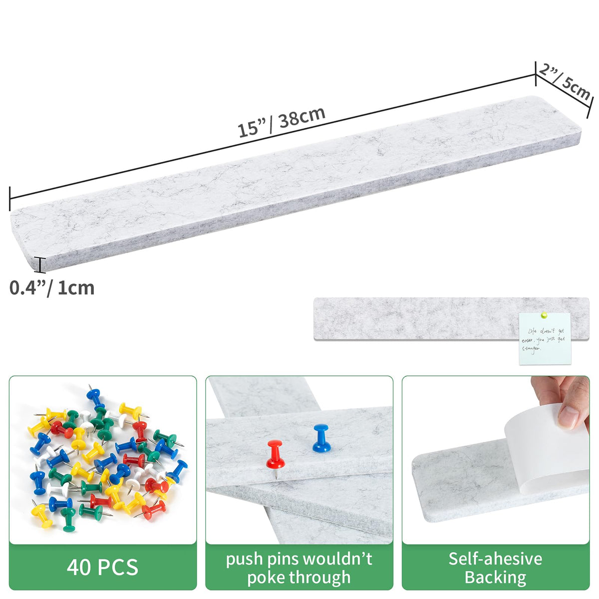 GoTiling Cork Board for Walls - 8 Pack Felt Pin Board Bar Strips - Self-Adhesive Lightweight