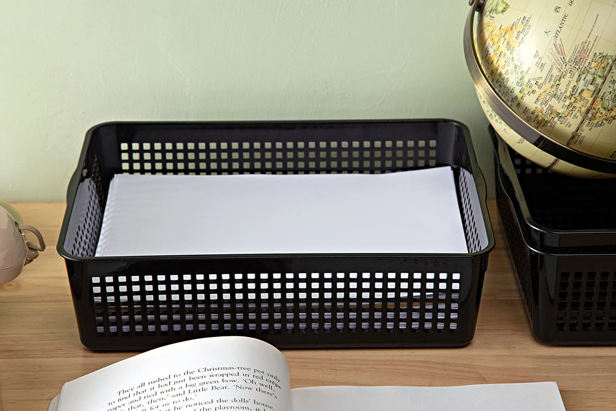 Eslite A4 Size Plastic Storage Basket,Desktop File Paper Letter Organizer Tray, 6-Packs