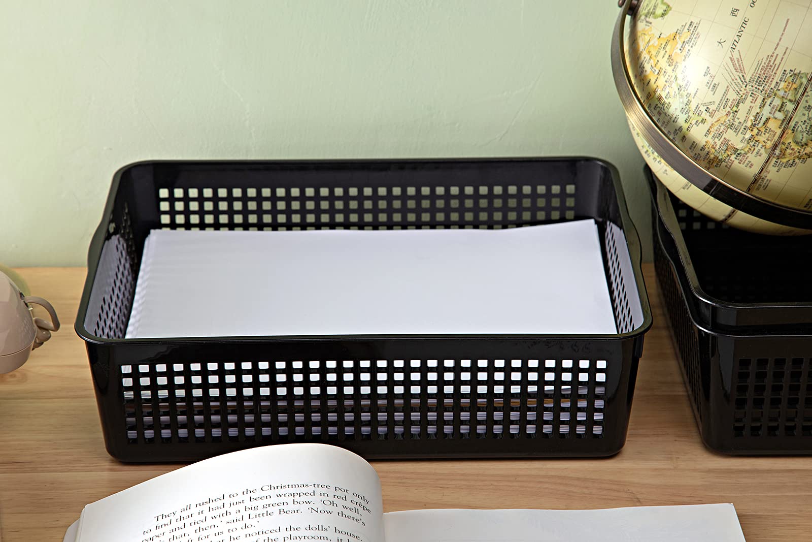 Eslite A4 Size Plastic Storage Basket,Desktop File Paper Letter Organizer Tray, 6-Packs