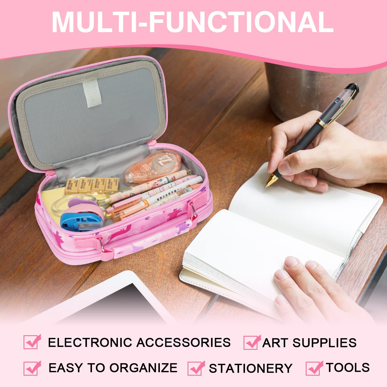 VASCHY Pencil Case for Girls, Aesthetic Kawaii Large Pencil Pouch Stationary Pencil Bag/Box for