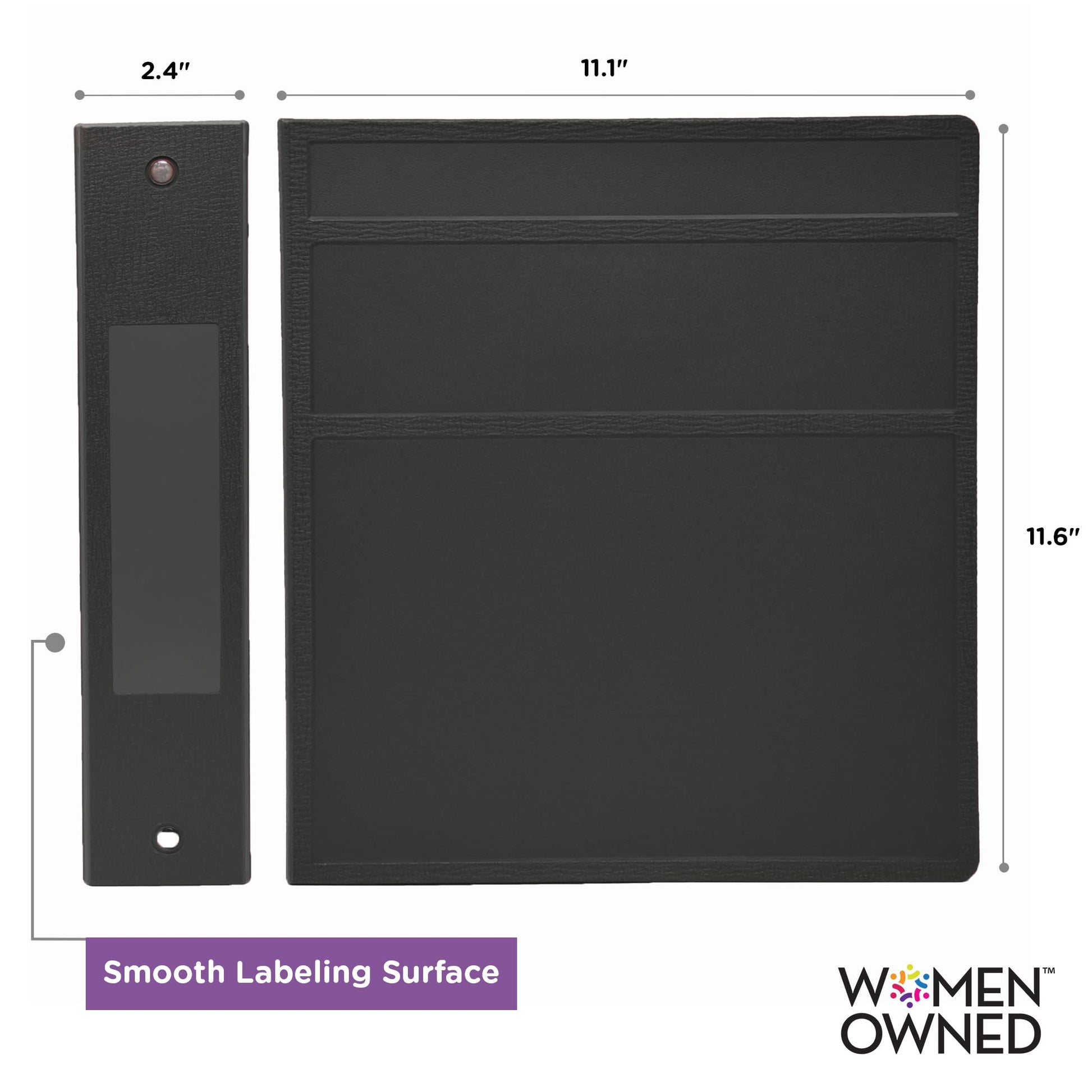 Carstens 2-Inch Heavy Duty 3-Ring Binder - Side Opening, Black, Durable Plastic, Precision No-Gap