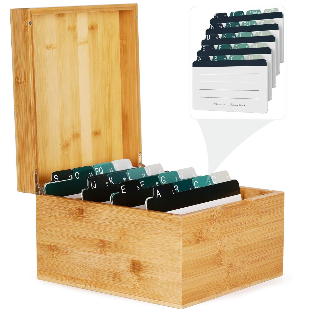 MaxGear Bamboo Business Card Organizer for 5" x 8" Cards