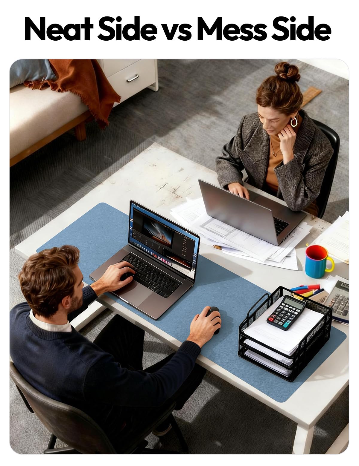 YSAGi Leather Desk Pad Protector, Office Desk Mat, Large Mouse Pad, Non-Slip PU Leather Desk