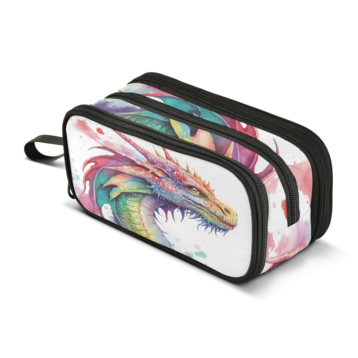 BOENLE Watercolor Dragon Pencil Case Box Boys Girls Large Pencil Pouch with Zipper Compartments Big