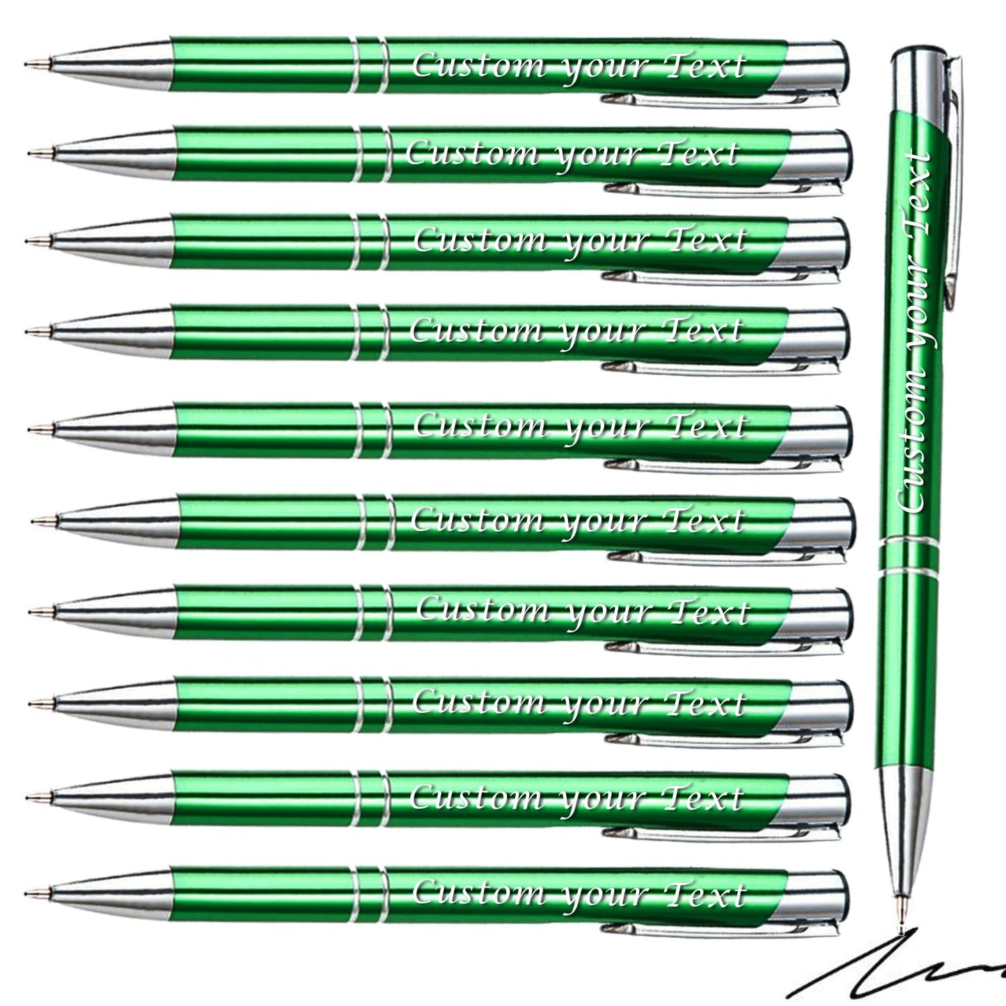 AOK 50PACK Personalized Pens Custom Black writing - Metal Name pens - Laser Engraved with Your Text