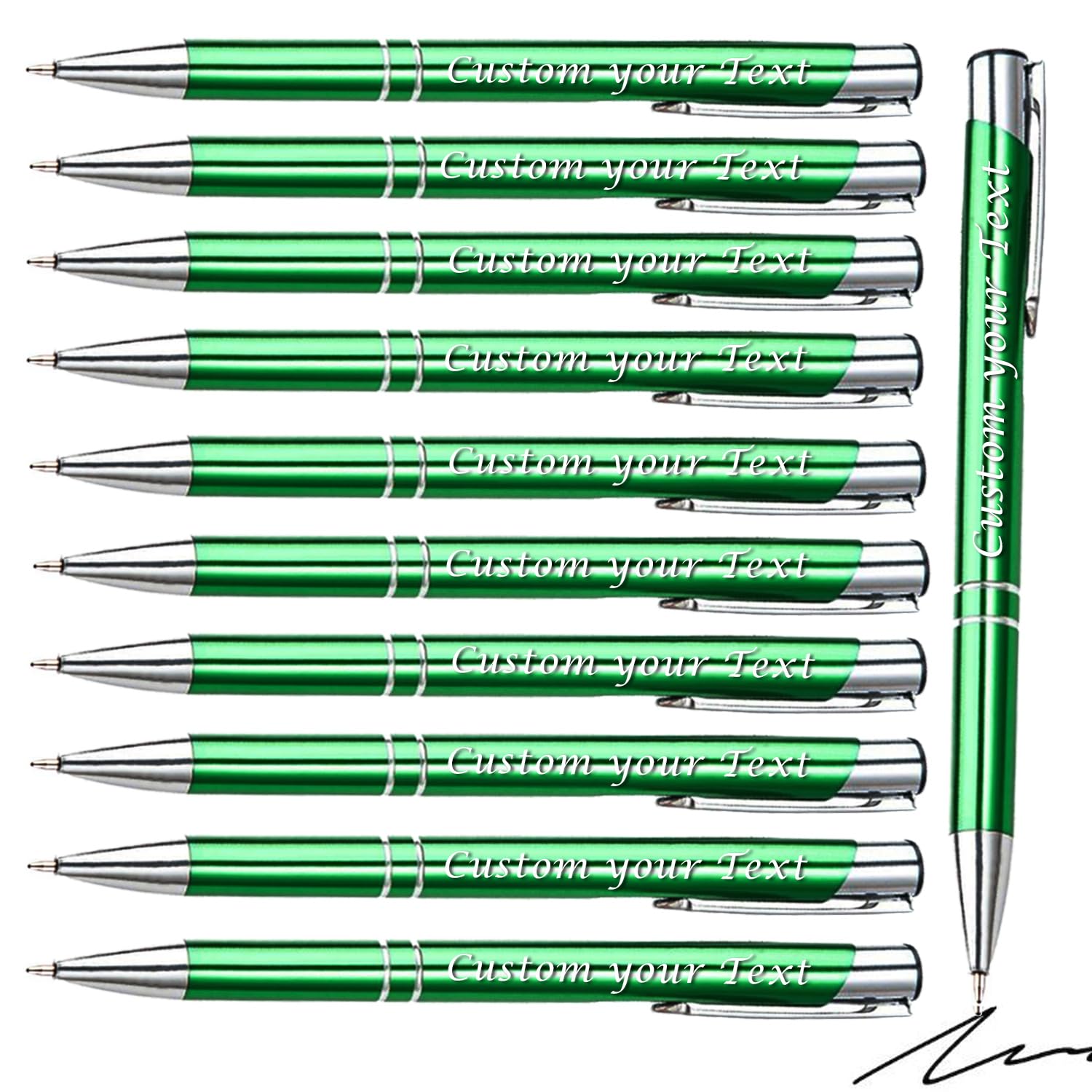 AOK 50PACK Personalized Pens Custom Black writing - Metal Name pens - Laser Engraved with Your Text