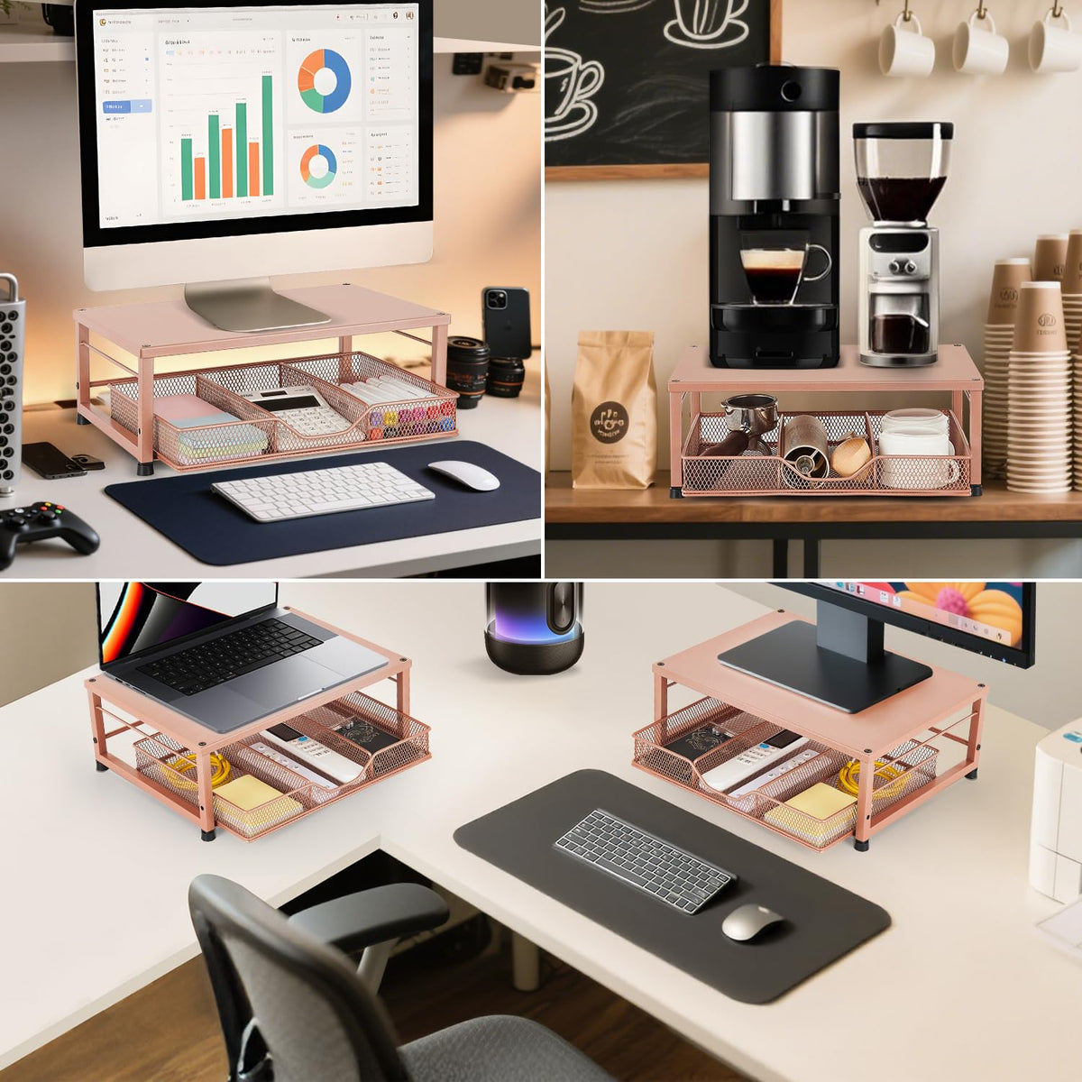 Gugsey Computer Monitor Stand for Desk, Small Laptop Stand Riser, Broze