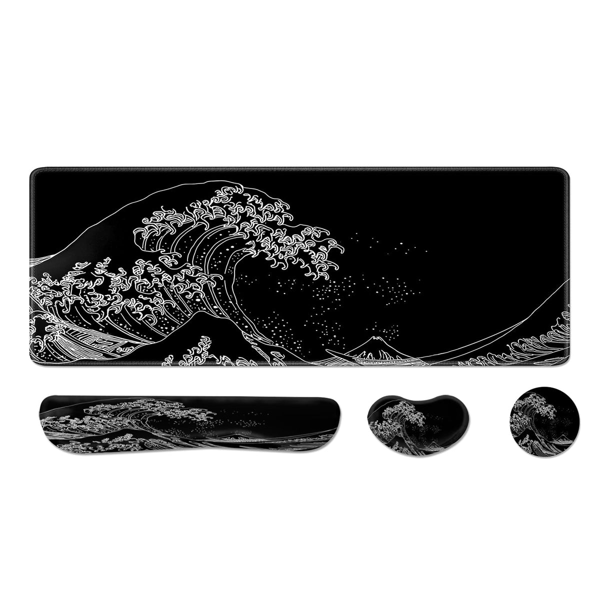 Desk Pad and Keyboard Wrist Rest, Large Mouse Pad + Keyboard Pad+Mouse Wrist Support, Non-Slip Desk