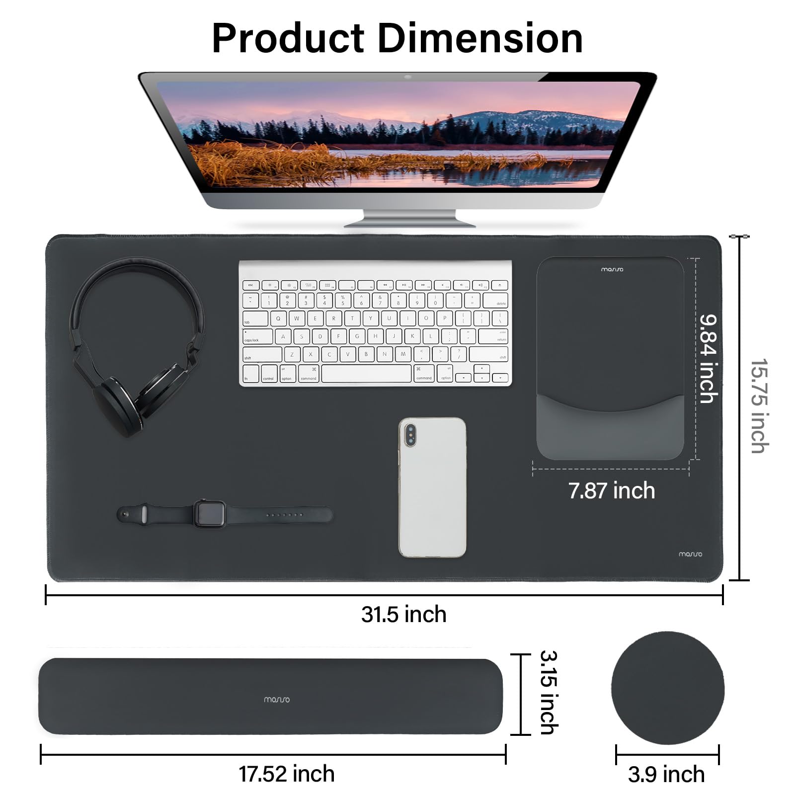 MOSISO Keyboard Mouse Pad Set, Large Gaming Mouse Pad&Keyboard Wrist Rest