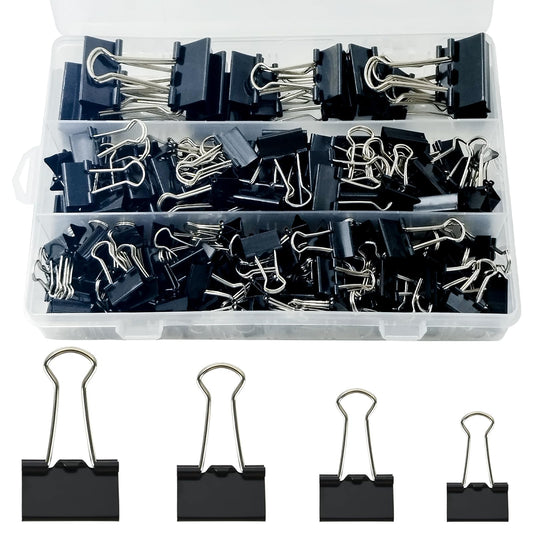 170 Pcs Binder Clips Assorted Sizes, Black Large, Medium, Small Binder Paper Clips for Office