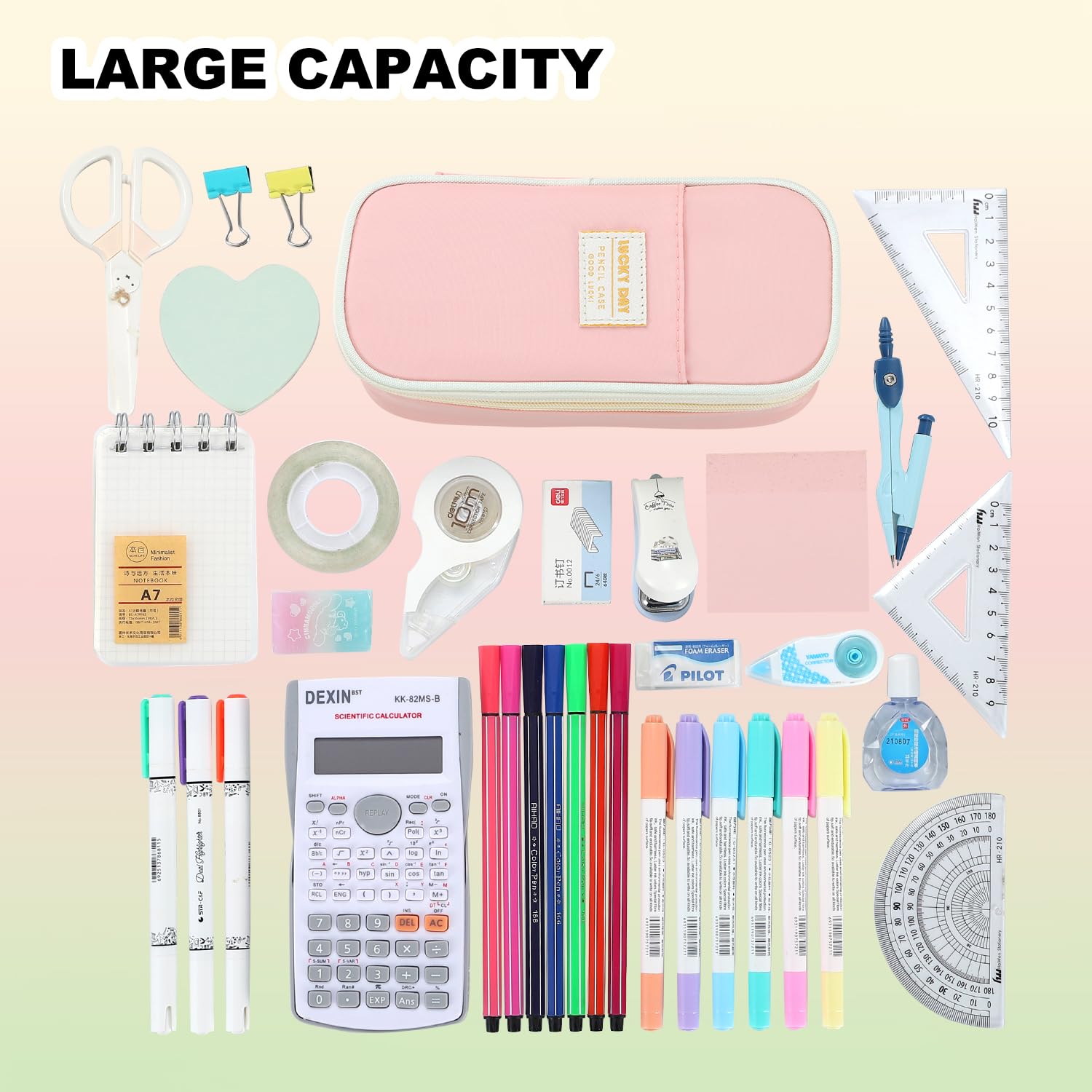 Large Pencil Bag for Girls Teens Kids School Pencil Case Organizer Pink
