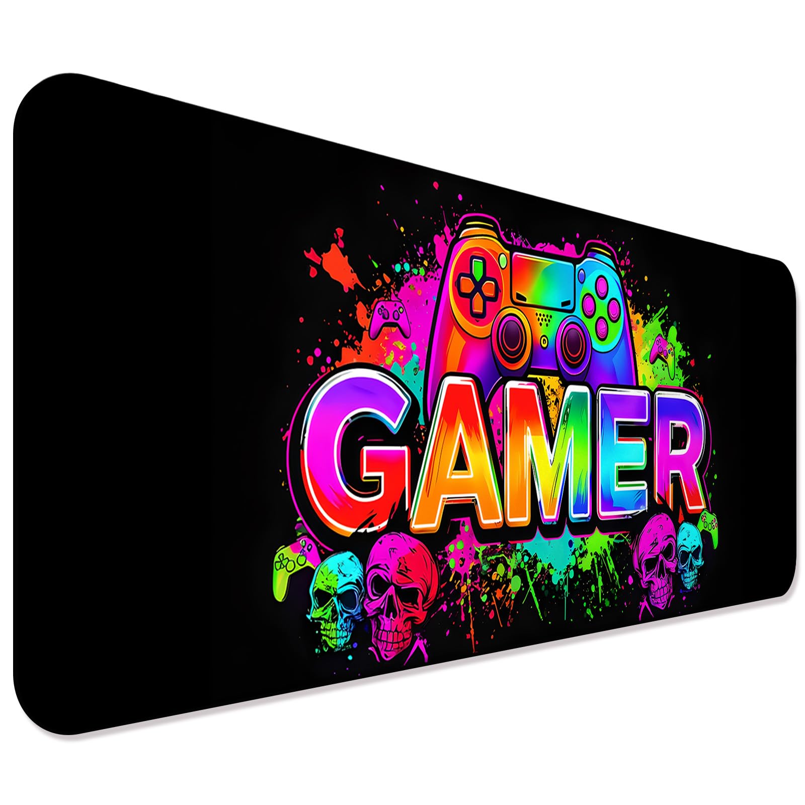 JIANG100 Gaming Desk Mat, XL Extended Mouse Pad, Black