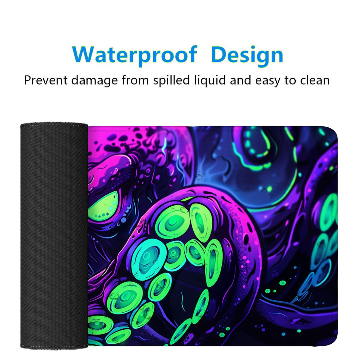 Octopus Desk Mat Gaming Mouse Pad Neon Cthulhu Monster Cool XL Mouse Pad Large Mousepad Extended