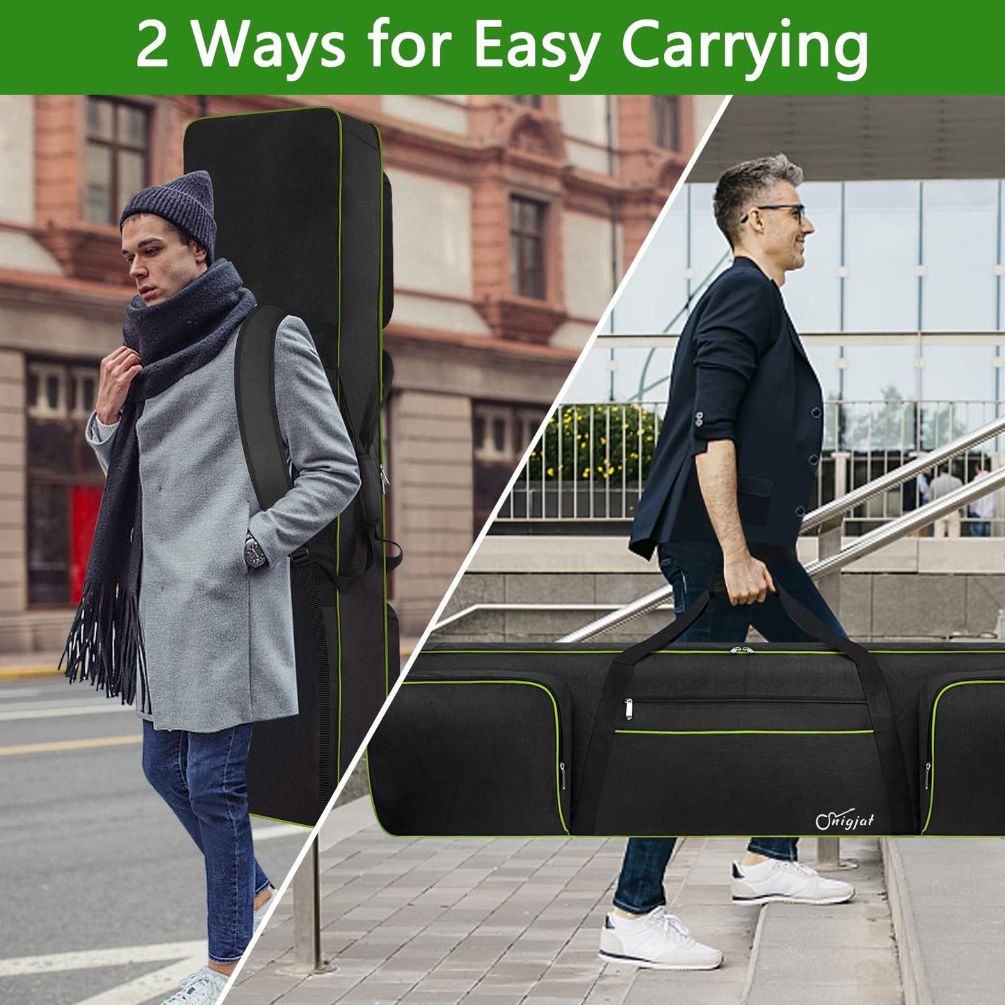 SNIGJAT 88 Key Keyboard Case Soft with Padded Shoulder Straps, Green