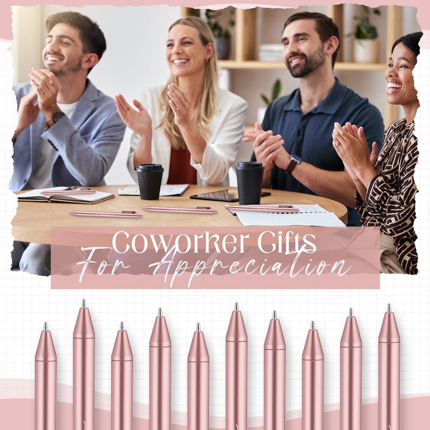 Dispowreath 50 Pcs Thank You Pen Bulk Cute Server Ballpoint, Rose Gold