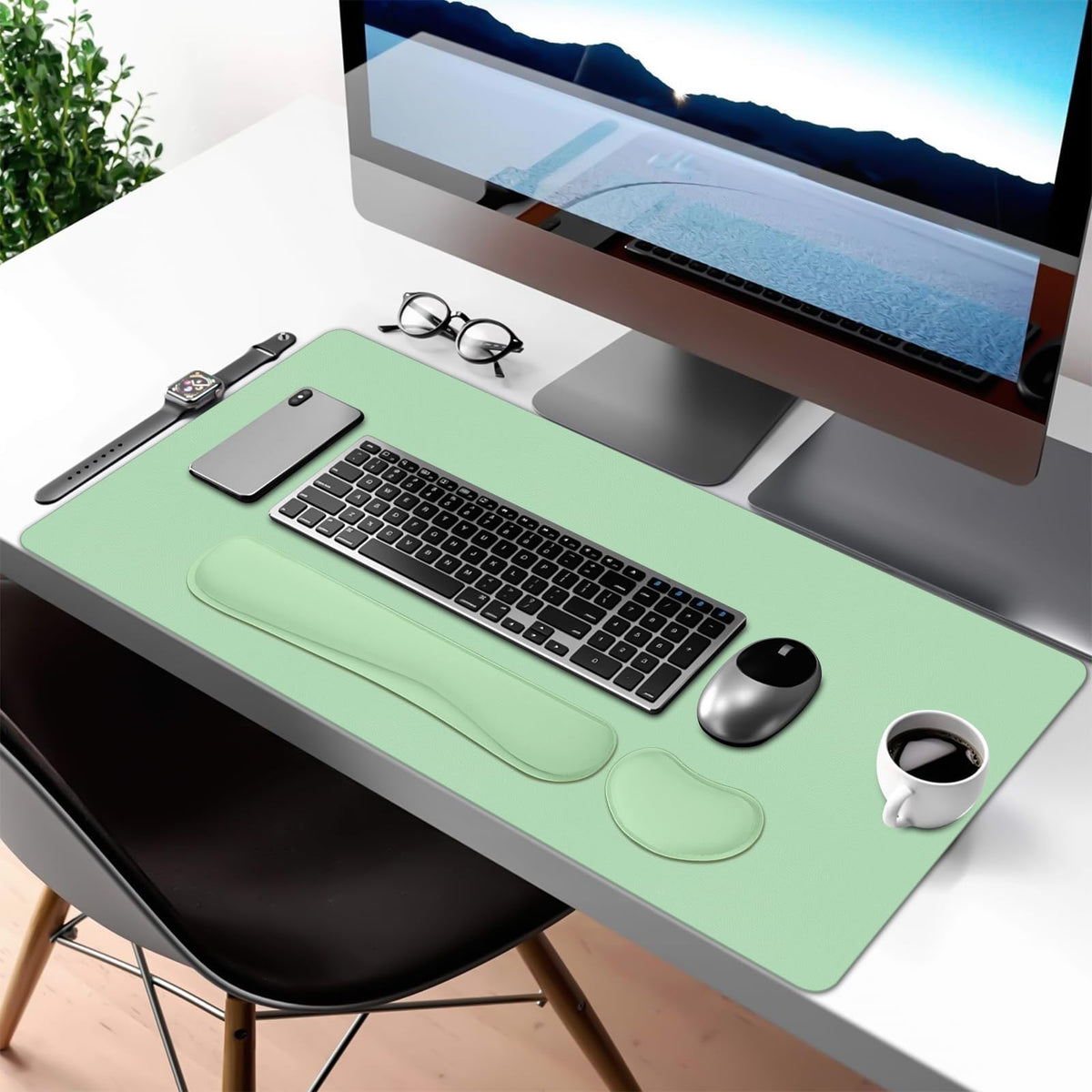 Meetcolor Mouse Pad and Keyboard Wrist Rest, 3-in-1 Keyboard and Mouse Pad