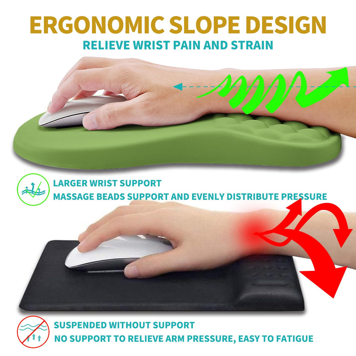 Hokafenle 2 in 1 Ergonomic Mouse Pad Wrist Support & Wrist Rest for Computer Keyboard Set, with
