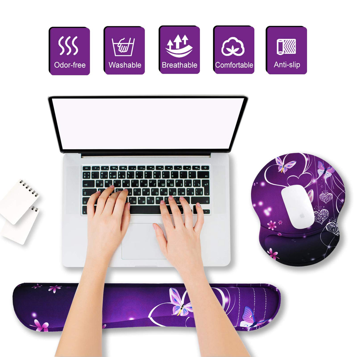 ArtSo Upgraded Wrist Rest Support for Mouse Pad & Keyboard, Ergonomic Gel Mousepad Non-Slip Rubber