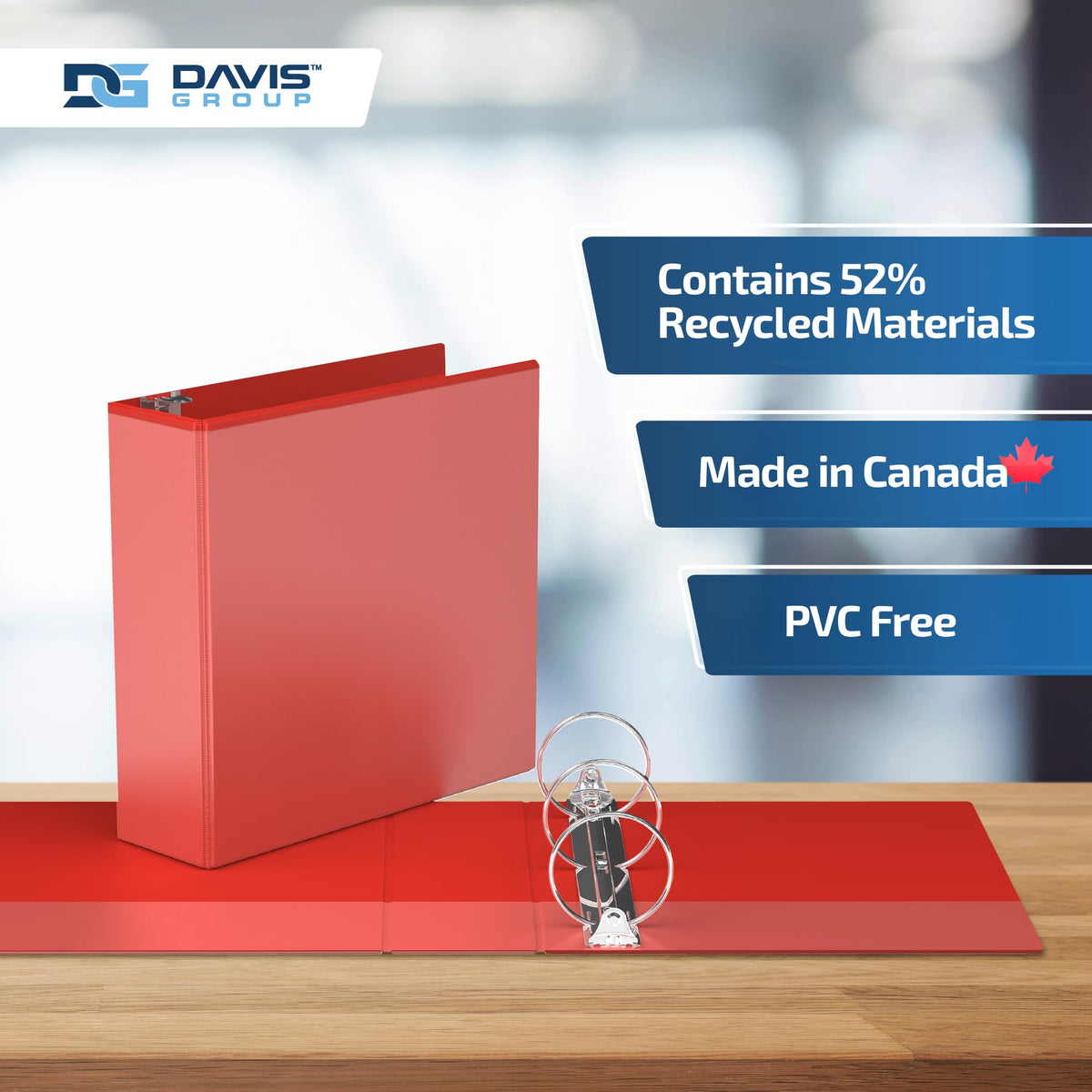 Easyview 3-Ring Binder, Clear-View Cover, 3" Round Rings, Red, 6 Pack