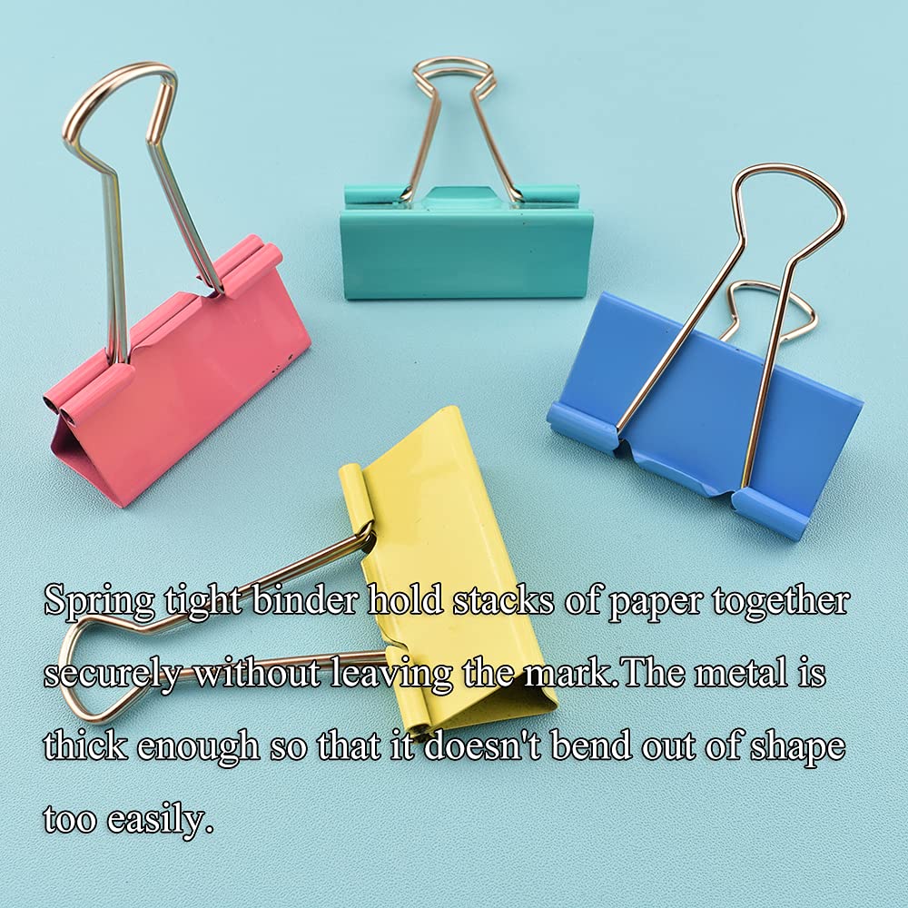 HAHIYO Binder Clips Paper Clamps Spring Steel Sturdy Large 1.97 inches Width 0.59 Inch Capacity No