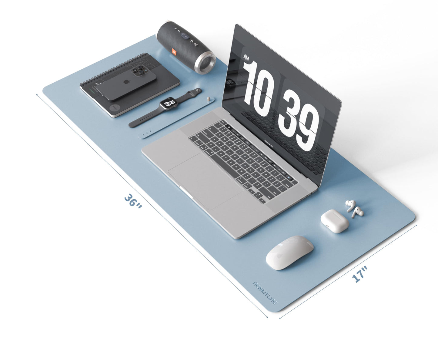 RENMTURE PU Mouse Pad, Faux Leather Large Desk Pad, Home Work Office Accessories, Non-Slip Desk