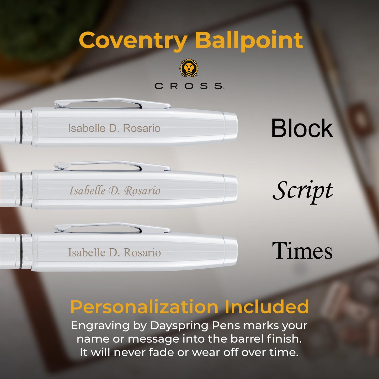 Cross Coventry Personalized Ballpoint Pen in Polished Chrome