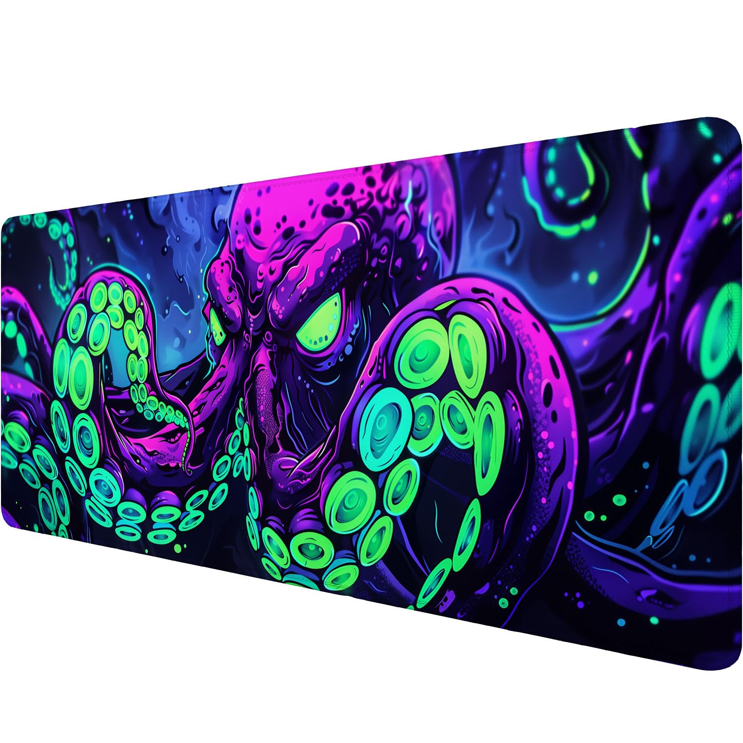 Octopus Desk Mat Gaming Mouse Pad Neon Cthulhu Monster Cool XL Mouse Pad Large Mousepad Extended