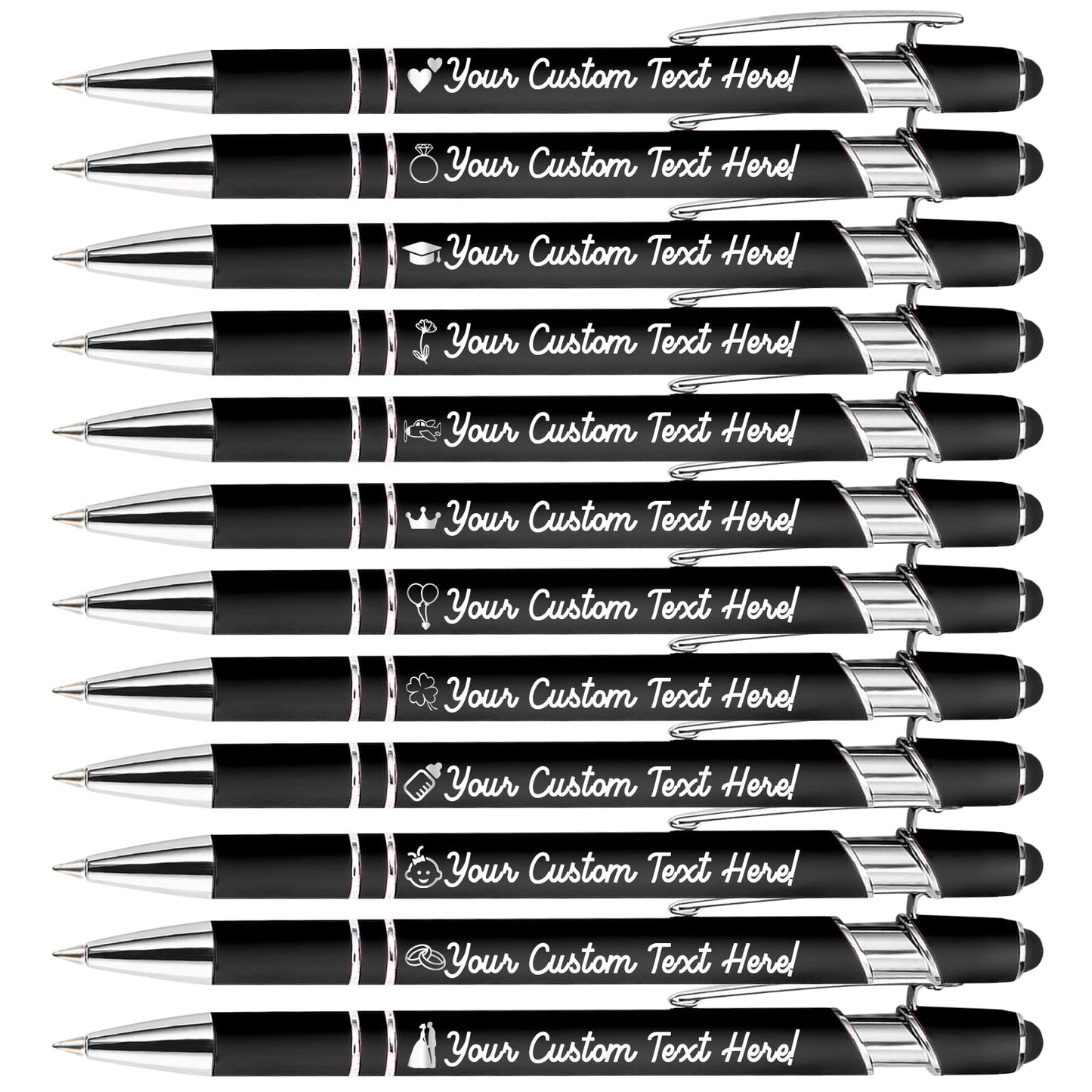Amlion Custom Pens Personalized Bulk, Customized Ballpoint Pens with Stylus Name Message Logo