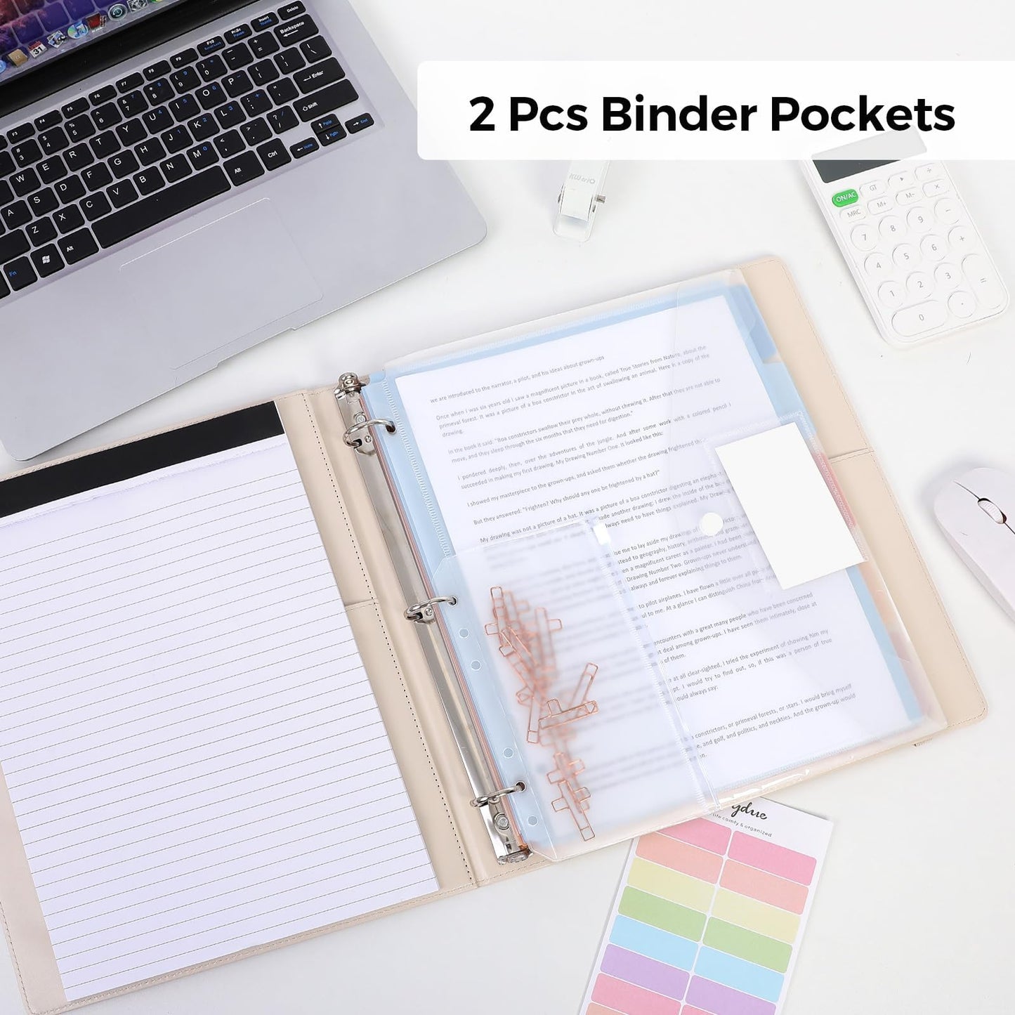 SKYDUE 3 Ring Binder with Clipboard,1 Inch Binder, 13.2" × 10.2" PU Clipboard Binder with Notepad &