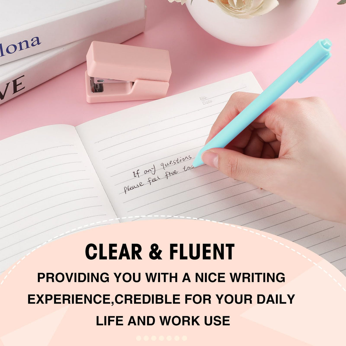 Teling 100 Pcs Ballpoint Pens Retractable Comfortable Cute Stylish Writing Pens in Medium Point 1.0