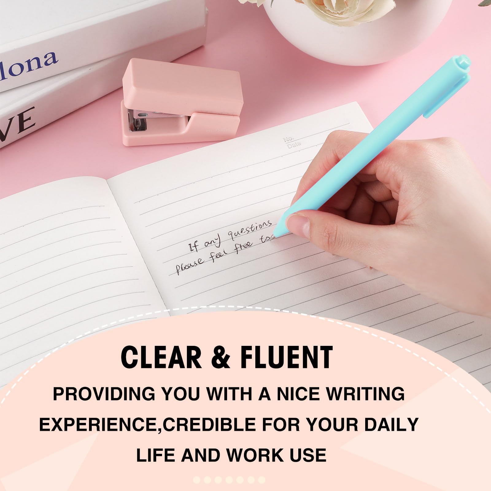 Teling 100 Pcs Ballpoint Pens Retractable Comfortable Cute Stylish Writing Pens in Medium Point 1.0