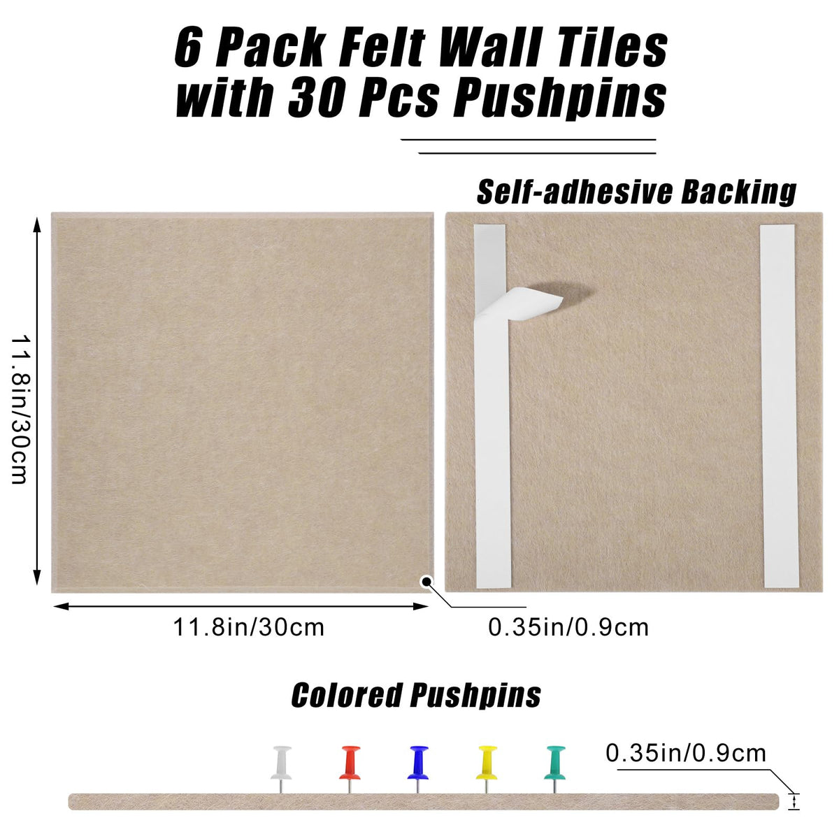 Large Cork Board 36" x 24", 6 Pack Felt Bulletin Board, Pin Boards