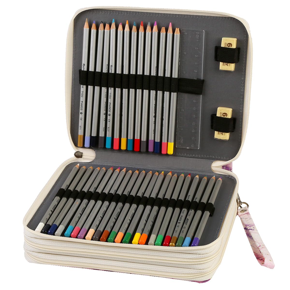 Lbxgap 120 Slots Colored Pencil Case Organizer, 3 Layer Bag