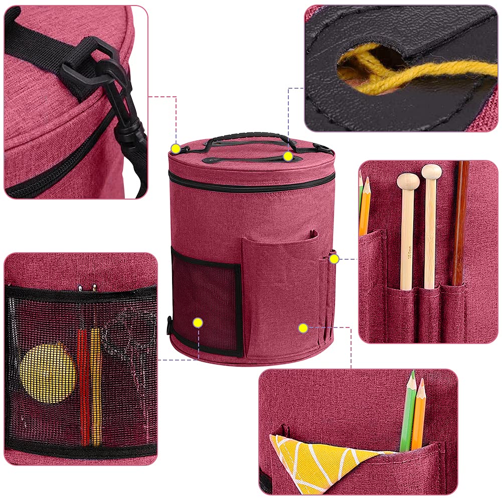SumDirect Knitting Bag, Yarn Organizer Tote Bag Portable Storage Bag for Yarns, Carrying Projects