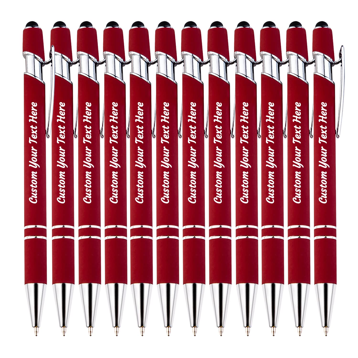 KOLOWKO Personalized 2-in-1 Ballpoint Pen & Stylus - Custom Text/Name/Message - Bulk Order Up to