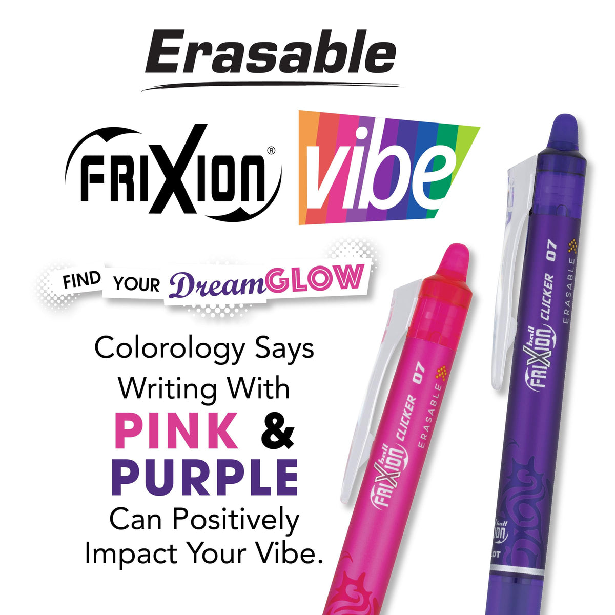 PILOT, FriXion Vibe Dreamglow 7 Pack, Fine Point 0.7 mm