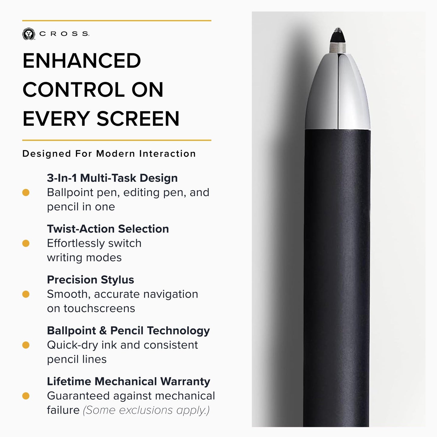 Cross Tech3+ Satin Black Multifunction Pen, Black Ink, Corporate Gift