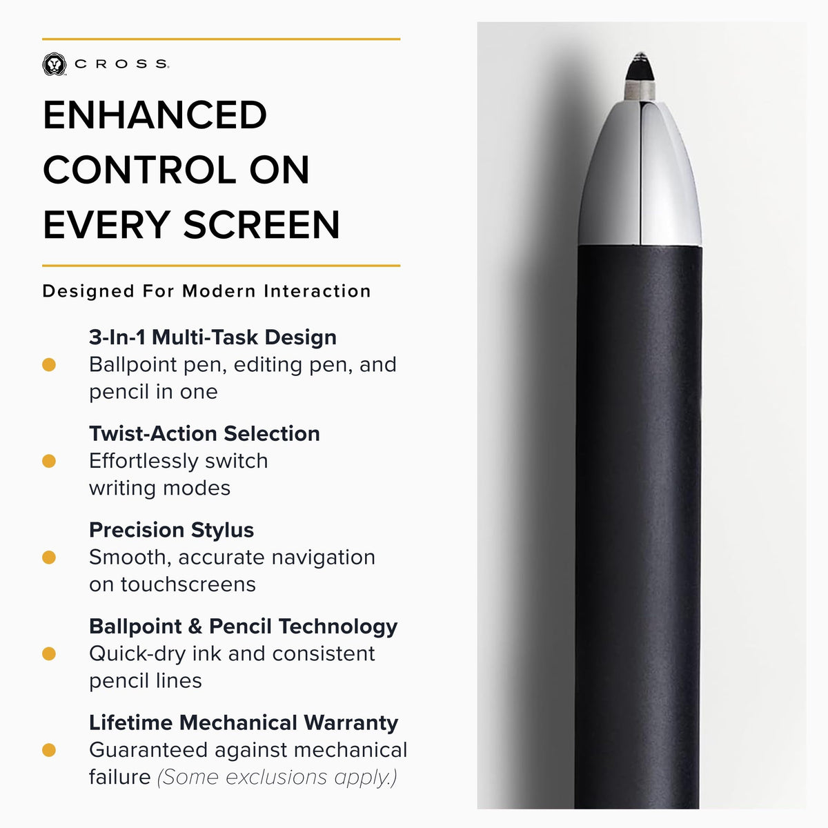 Cross Tech3+ Satin Black Multifunction Pen, Black Ink, Corporate Gift