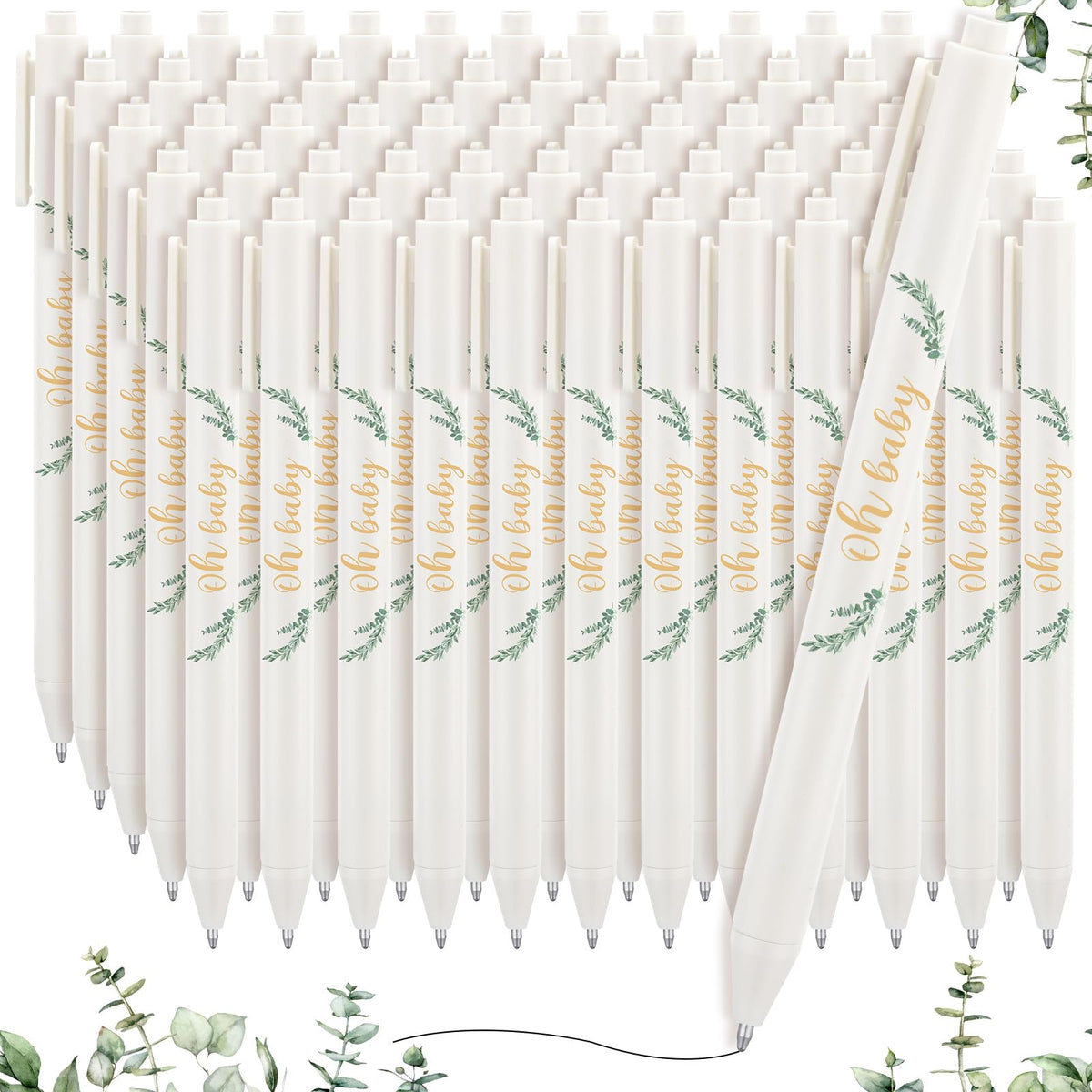 Kisston 60 Pcs Greenery Baby Shower Pens, Gifts Party Favors Bulk