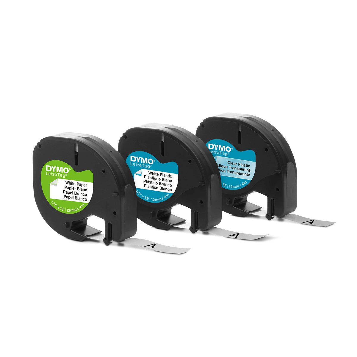 DYMO LT Labels Variety Pack 1/2-Inch x 13-Foot Rolls Black Print 3 Rolls for LetraTag Label Makers