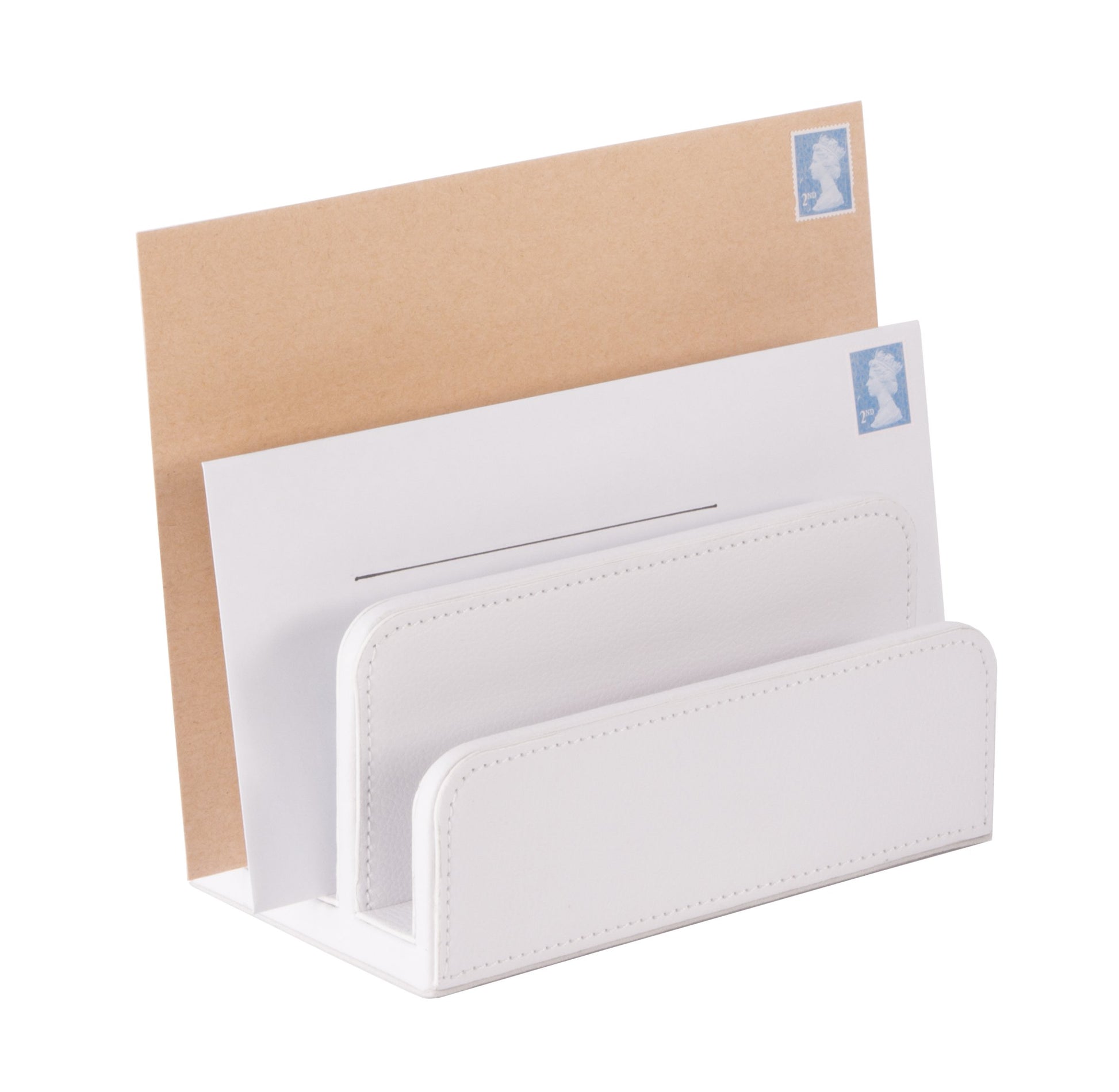 OSCO Faux Leather Mail Sorter & Envelope Organiser – Desk File Storage Stand with Display Slots