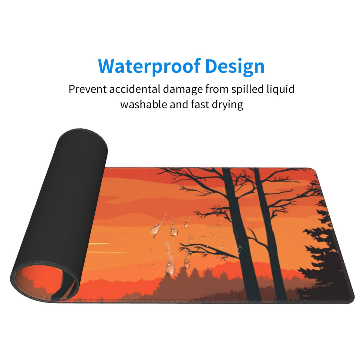 Large Size Sunset with a Silhouetted stag Print Gaming Mouse Pad 31.5 x 12 Inch, Stitched Edges