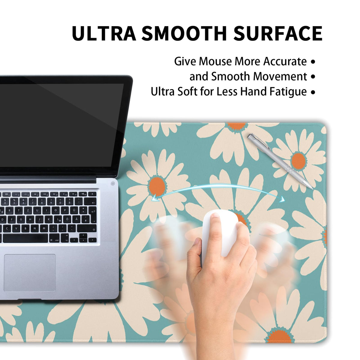 Blue Daisy Floral Mouse Pad XXL Large Gaming Mouse Pad 35.4"X15.7" Cute Daisy Flowers Desk Mat for