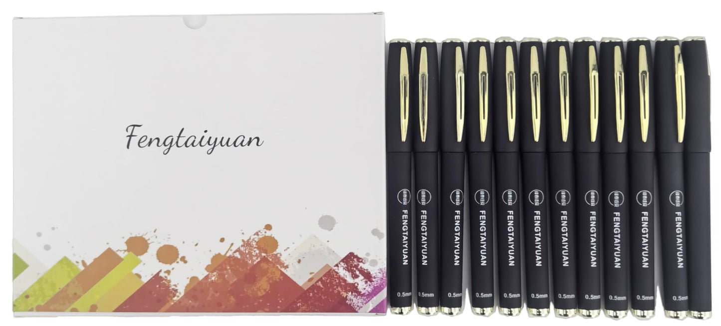 Fengtaiyuan P18x12, Gel Ink Roller Ball Pens, Black Ink, Extra Fine 0.5mm, Writting Pens, Smooth